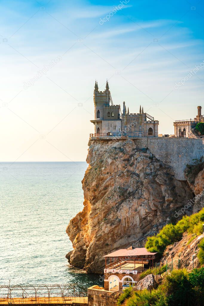 Castle of Swallow's Nest at the Black Sea coast. Beautiful tourist place in Crimea.