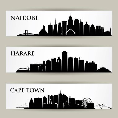 Nairobi, Harare, Cape town, illüstrasyon vektör