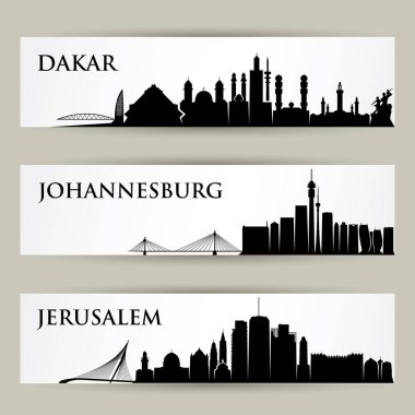 Dakar, Johannesburg, Kudüs, vektör çizim