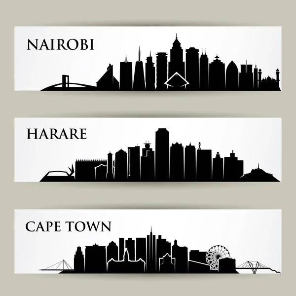 Nairobi Harare Ciudad Del Cabo Ilustración Vectorial — Vector de stock
