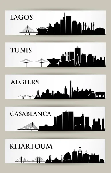 Lagos Tunis Algiers Casablanca Khartoum Vector Illustration — Stock Vector