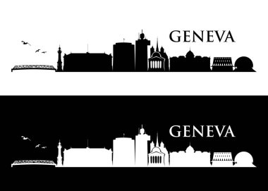 Geneva manzarası - İsviçre - vektör çizim
