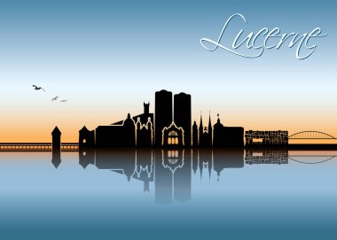 Lucerne manzarası - Luzern, İsviçre - vektör çizim