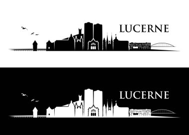 Lucerne manzarası - Luzern, İsviçre - vektör çizim