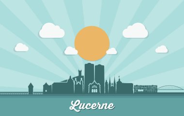 Lucerne manzarası - Luzern, İsviçre - vektör çizim