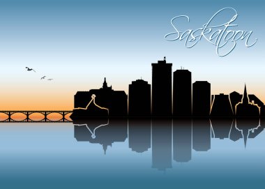 Saskatoon manzarası - Kanada - vektör çizim