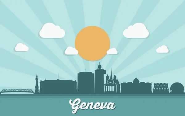 Genfer Skyline Schweiz Vektorillustration — Stockvektor