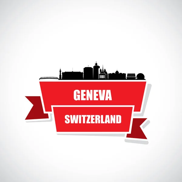 Genfer Skyline Schweiz Vektorillustration — Stockvektor