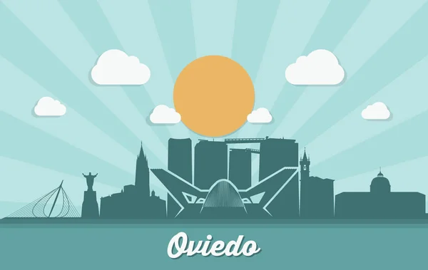 Skyline Oviedo Spagna Illustrazione Vettoriale — Vettoriale Stock