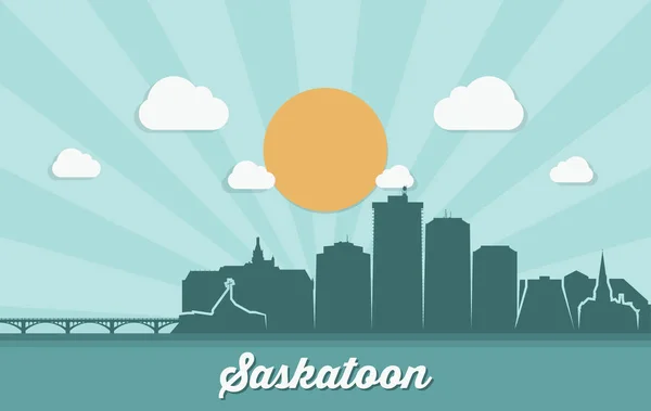 Saskatoon Skyline Канада Векторная Иллюстрация — стоковый вектор