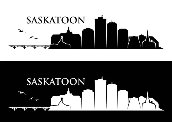 Saskatoon Manzarası Kanada Vektör Çizim — Stok Vektör