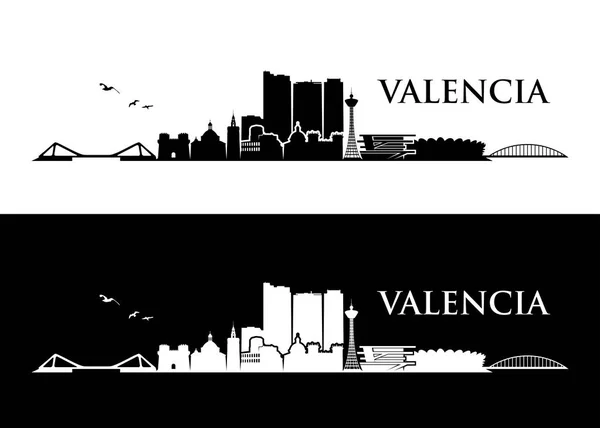 Skyline Valência Espanha Ilustração Vetorial — Vetor de Stock