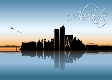 Alicante manzarası - İspanya - vektör çizim