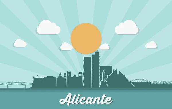 Alicante Skyline Spain Vector Illustration — Stock Vector