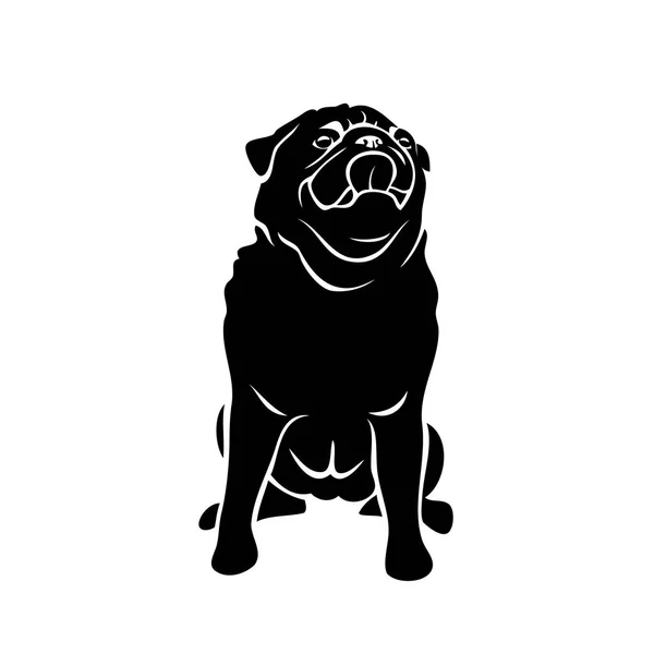 Собака Мопс Изолирована Белом Векторная Иллюстрация — стоковый вектор