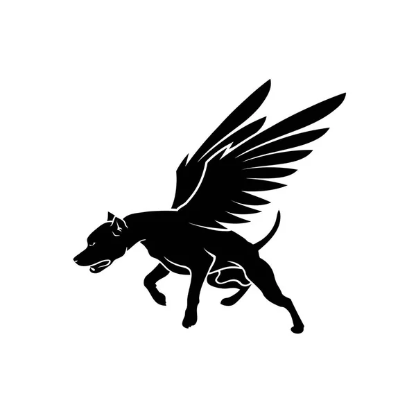 アメリカのピット ブルテリア犬翼 分離ベクトル図 — ストックベクタ
