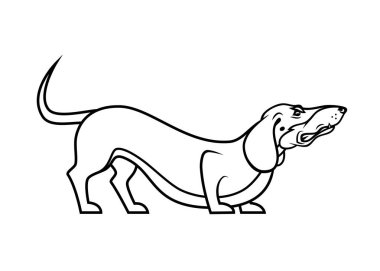 kızgın dachshund izole tek renkli çizimi