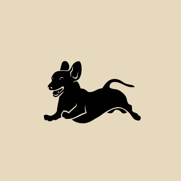 跳跃的猎犬概述在米色背景插图 — 图库矢量图片