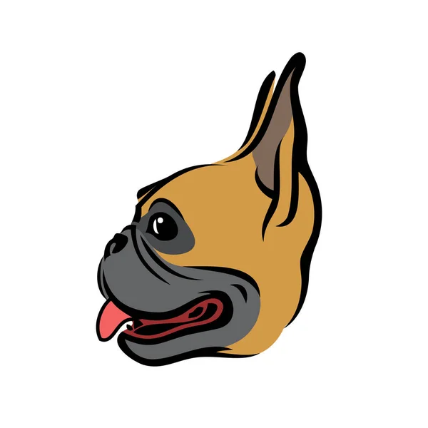 Cabeza Bulldog Francés Ilustración Aislada Color — Vector de stock