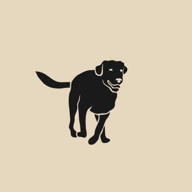 Labrador retriever çalıştıran ana hatlarıyla illüstrasyon bej renkli arka plan üzerinde