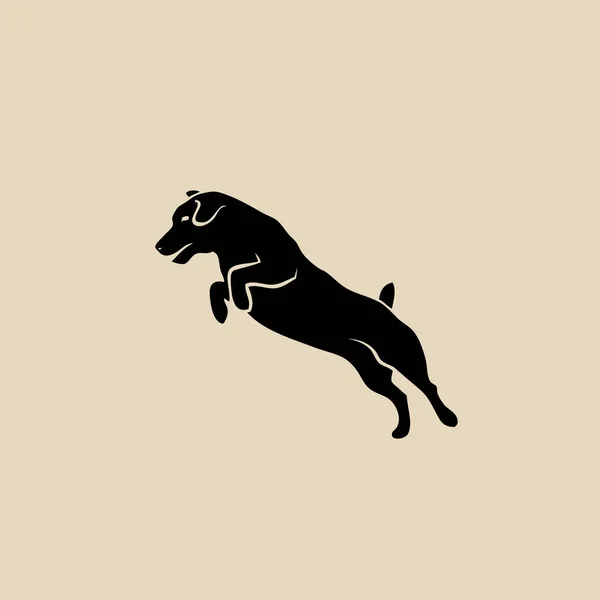 Salto Jack Russell Terrier Delineato Illustrazione Sfondo Beige — Vettoriale Stock