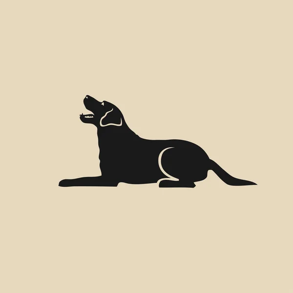 Liegender Labrador Retriever Skizzierte Illustration Auf Beigem Hintergrund — Stockvektor