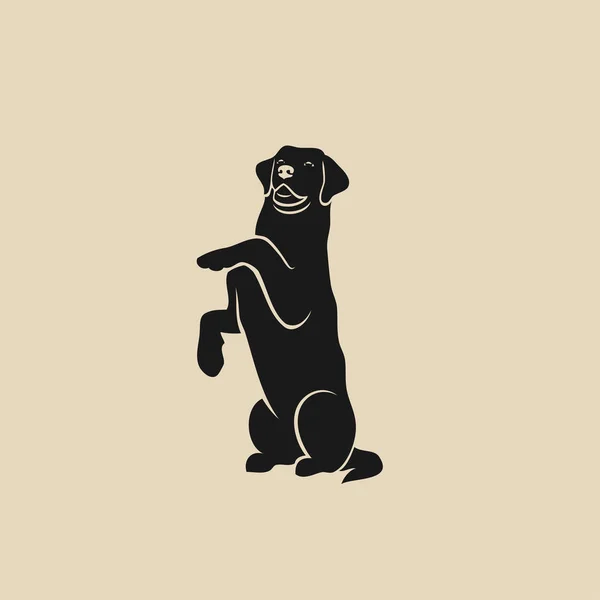 Sitzender Labrador Retriever Skizzierte Illustration Auf Beigem Hintergrund — Stockvektor