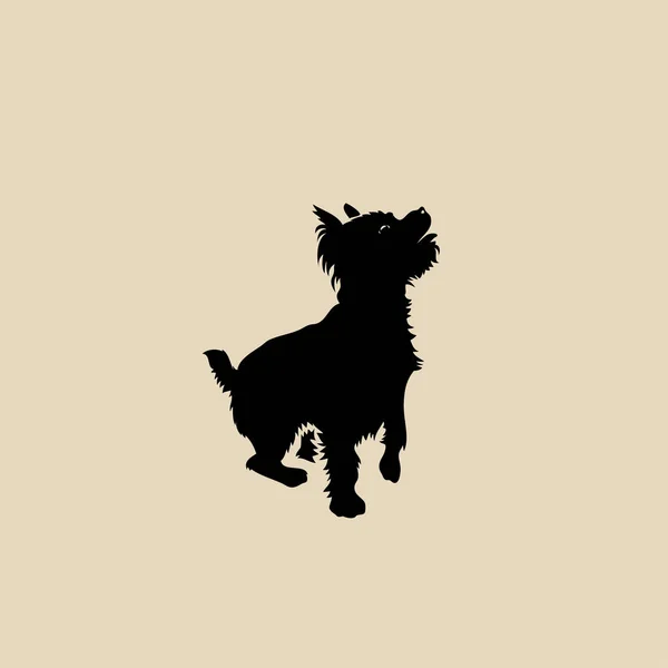 Yorkshire Terrier Delineato Illustrazione Sfondo Beige — Vettoriale Stock