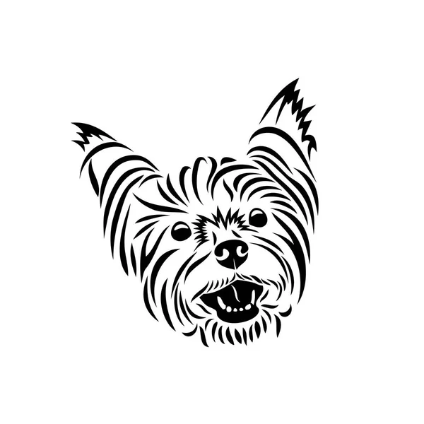 Monokrom Yorkshire Terrier Munkorg Disposition Ikonen — Stock vektor