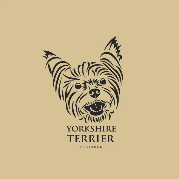 Monochrome Yorkshire Terrier Muzzle Outline Icon — Stock Vector