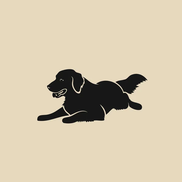 Golden Retriever Illustration Beige Bakgrund — Stock vektor