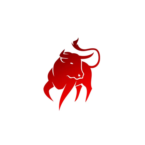 Símbolo Touro Vermelho Fundo Branco Vetor —  Vetores de Stock