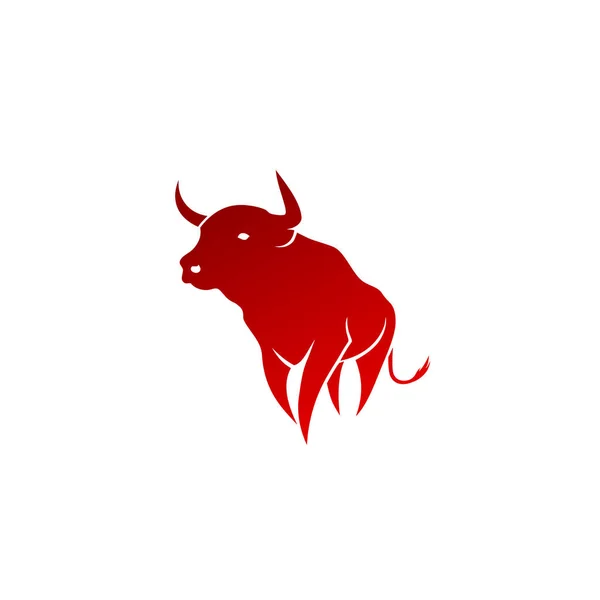 Rode Stier Symbool Witte Achtergrond Vector — Stockvector