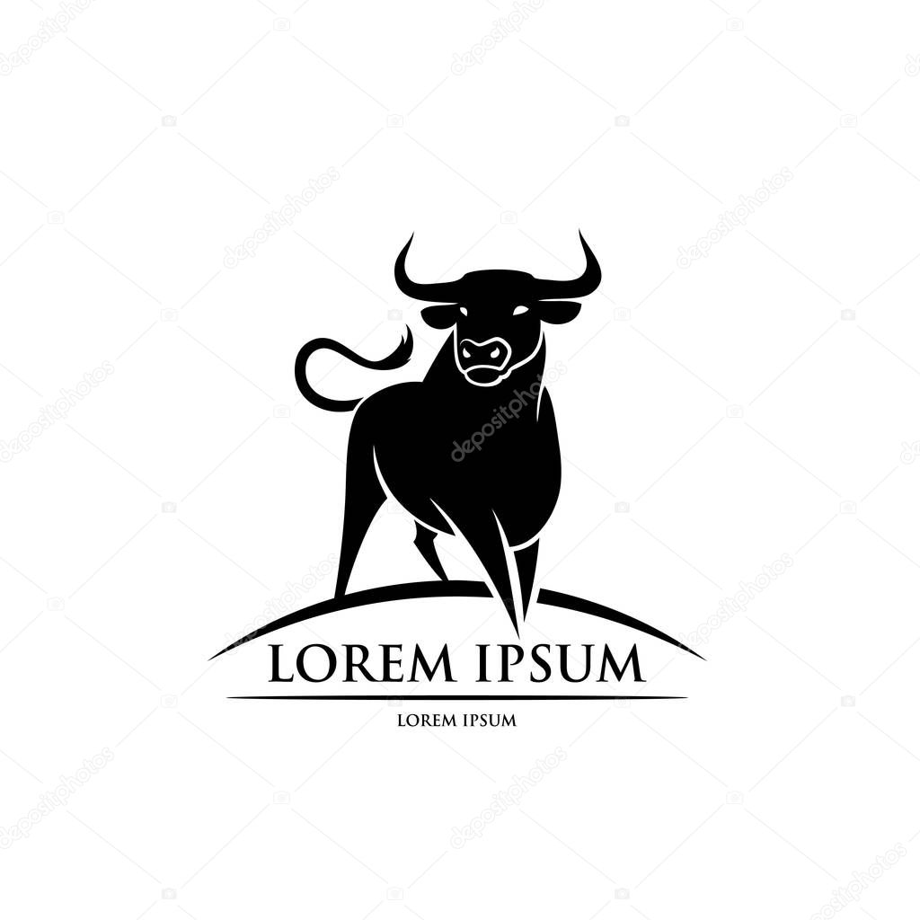Black bull symbol isolated on white background