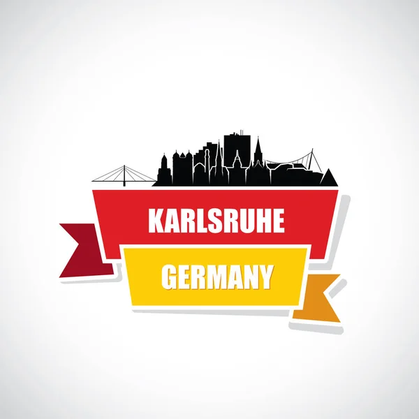 Ville Skyline Bâtiments Illustration Avec Rubans Lettrage Karlsruhe Germany — Image vectorielle