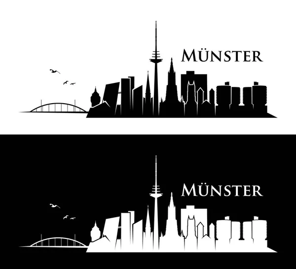 Munster Ciudad Skyline Edificios Vector Carteles — Vector de stock