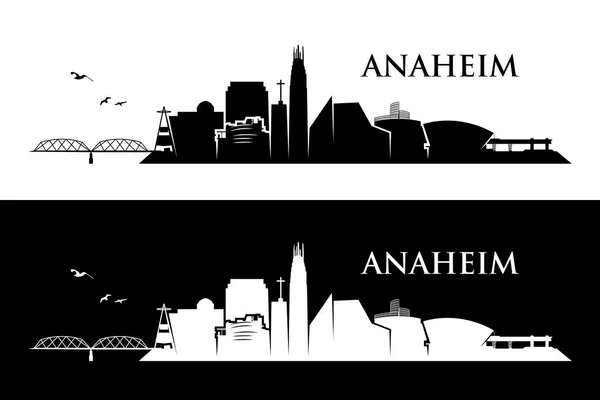 Sziluettjét Anaheim City Felirat Vektoros Illusztráció — Stock Vector