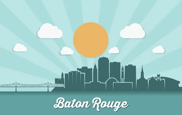 Silhouette Baton Rouge Città Con Iscrizione Illustrazione Vettoriale — Vettoriale Stock