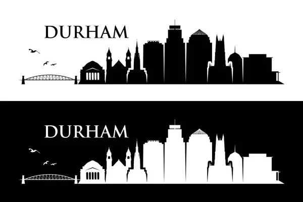 Silhueta Cidade Durham Com Inscrição Ilustração Vetorial — Vetor de Stock