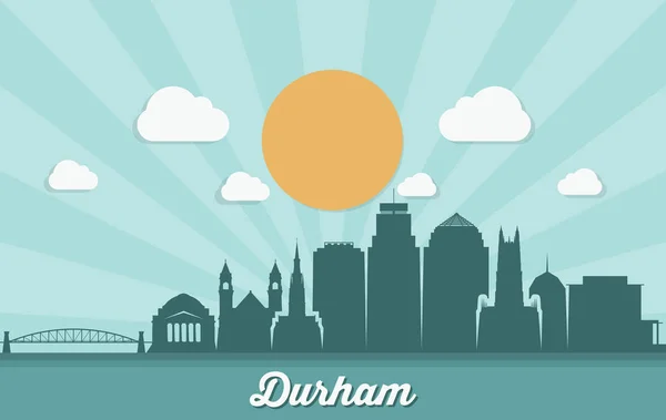 Silhouette Durham City Avec Inscription Illustration Vectorielle — Image vectorielle