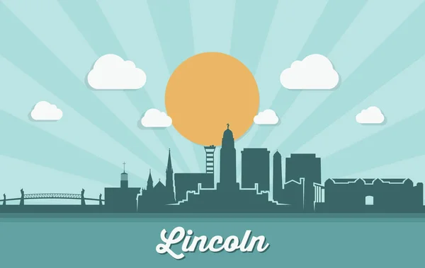 Silhouette Lincoln City Con Iscrizione Illustrazione Vettoriale — Vettoriale Stock