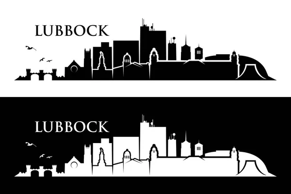 Silhueta Lubbock Cidade Com Inscrição Ilustração Vetorial — Vetor de Stock