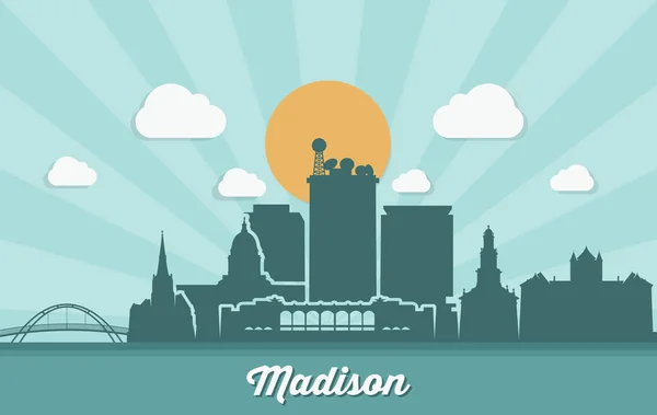 Silhouette Madison Ville Avec Inscription Illustration Vectorielle — Image vectorielle