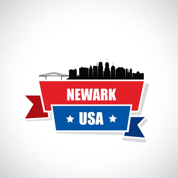 Silhouette Grattacieli Della Città Newark Con Iscrizione Illustrazione Vettoriale — Vettoriale Stock