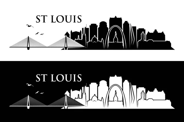 圣路易斯城市摩天大楼的轮廓与题词 矢量插图 — 图库矢量图片