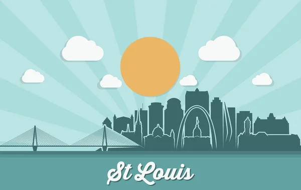 Silhouette Von Wolkenkratzern Der Saint Louis City Mit Inschrift Vektorillustration — Stockvektor