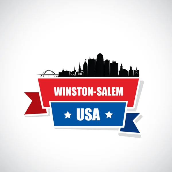 Silhouet Van Wolkenkrabbers Van Winston Salem Stad Met Inscriptie Vectorillustratie — Stockvector