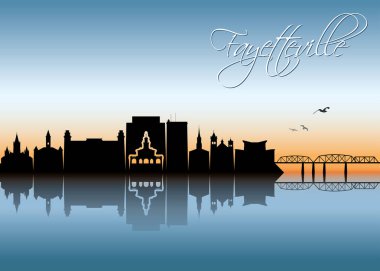 Fayetteville manzarası - Amerika Birleşik Devletleri, ABD, Kuzey Carolina - vektör çizim