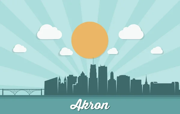 Akron Skyline Ohio Estados Unidos América Ilustración Vectorial — Archivo Imágenes Vectoriales