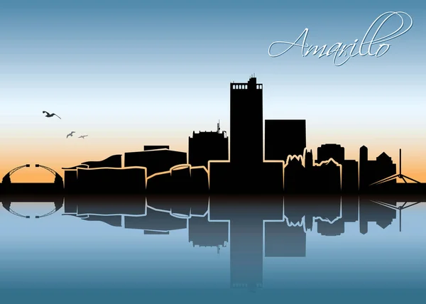 Amarillo Skyline Texas Stati Uniti America Stati Uniti America Illustrazione — Vettoriale Stock